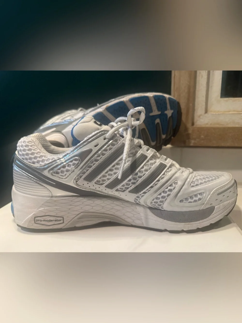 adidas ADIZERO Men's White, Gray Royal blue Running Shoes - Size 12